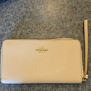 Coach Cream Clutch with Gold Accents